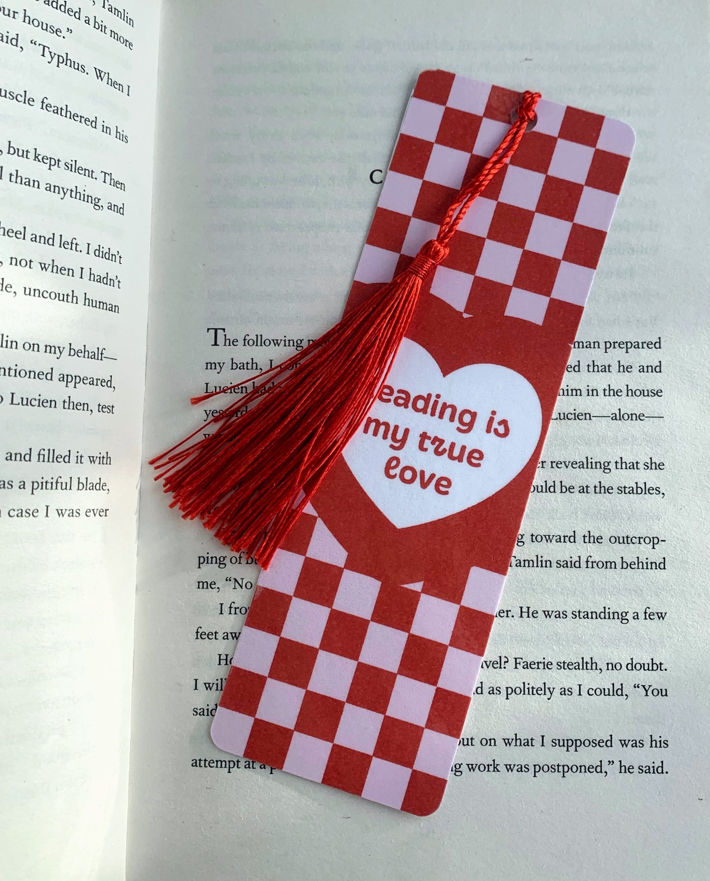 Red Reading true love Bookmark