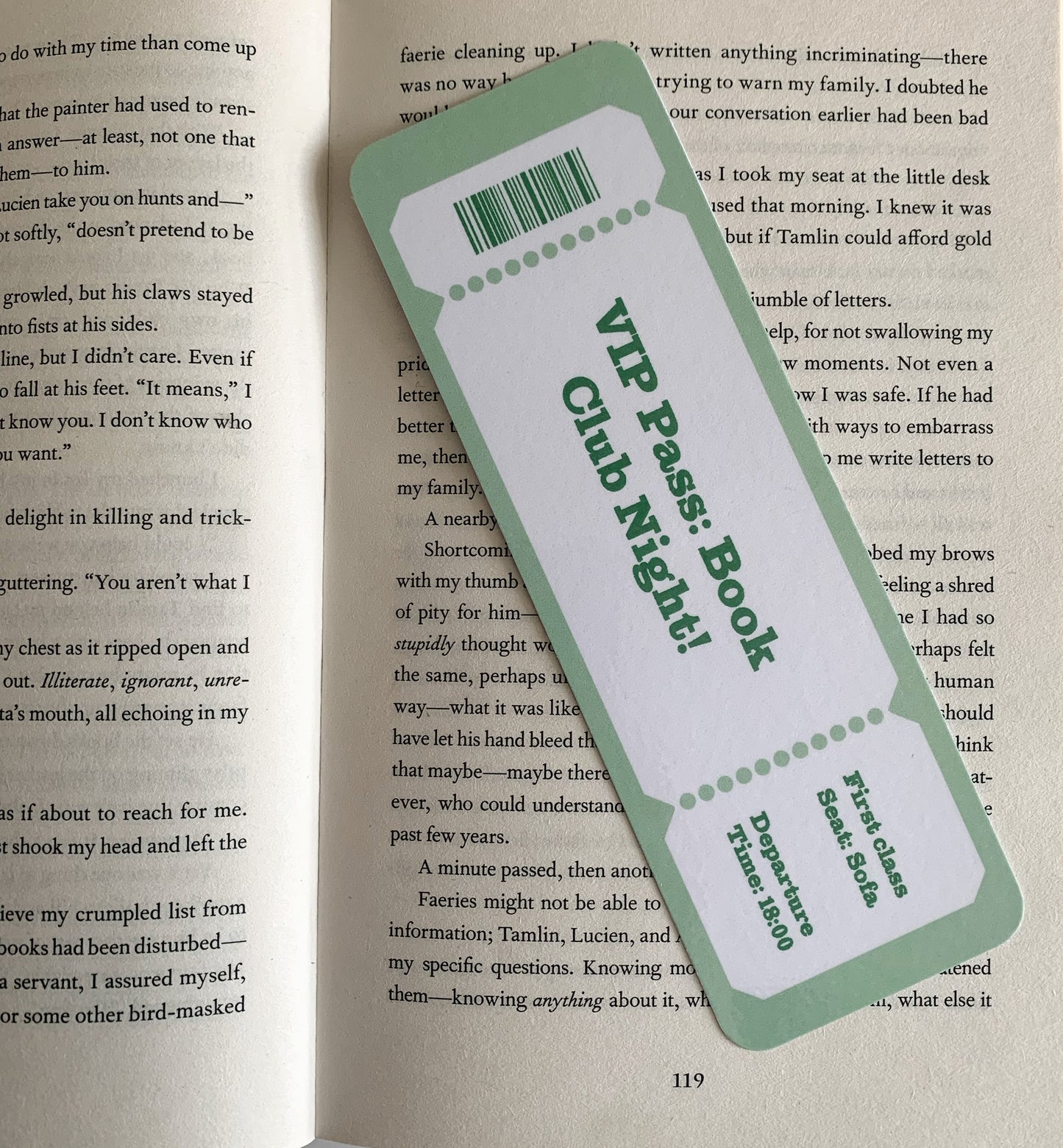 Green Book Club pass Bookmark
