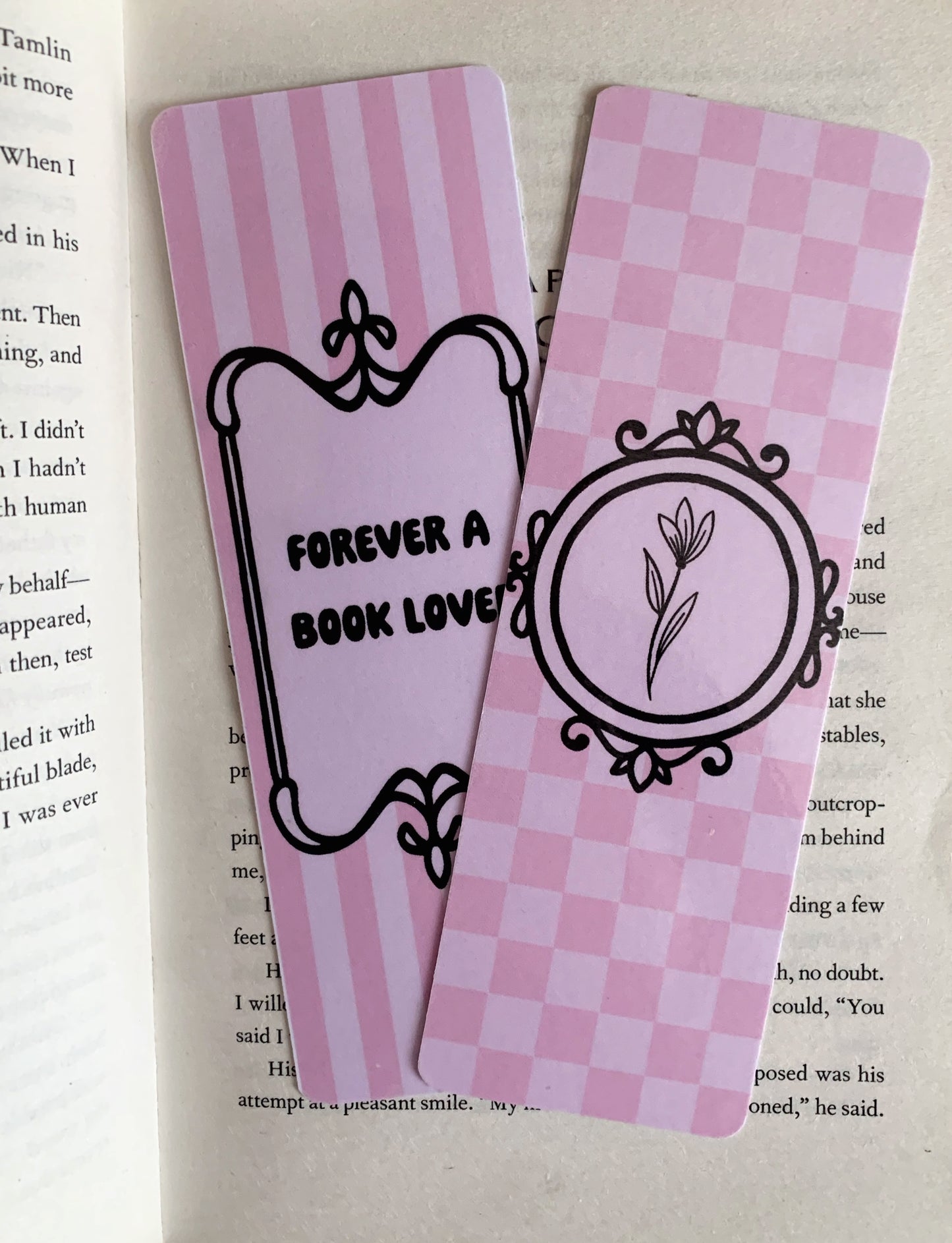 Pink Book Lover & Flower frame Bookmark Bundle