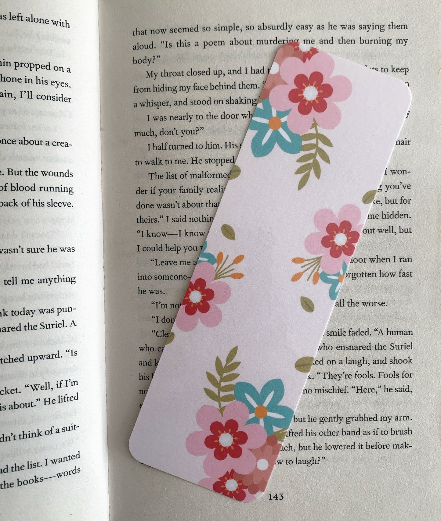Pink flower bookmark