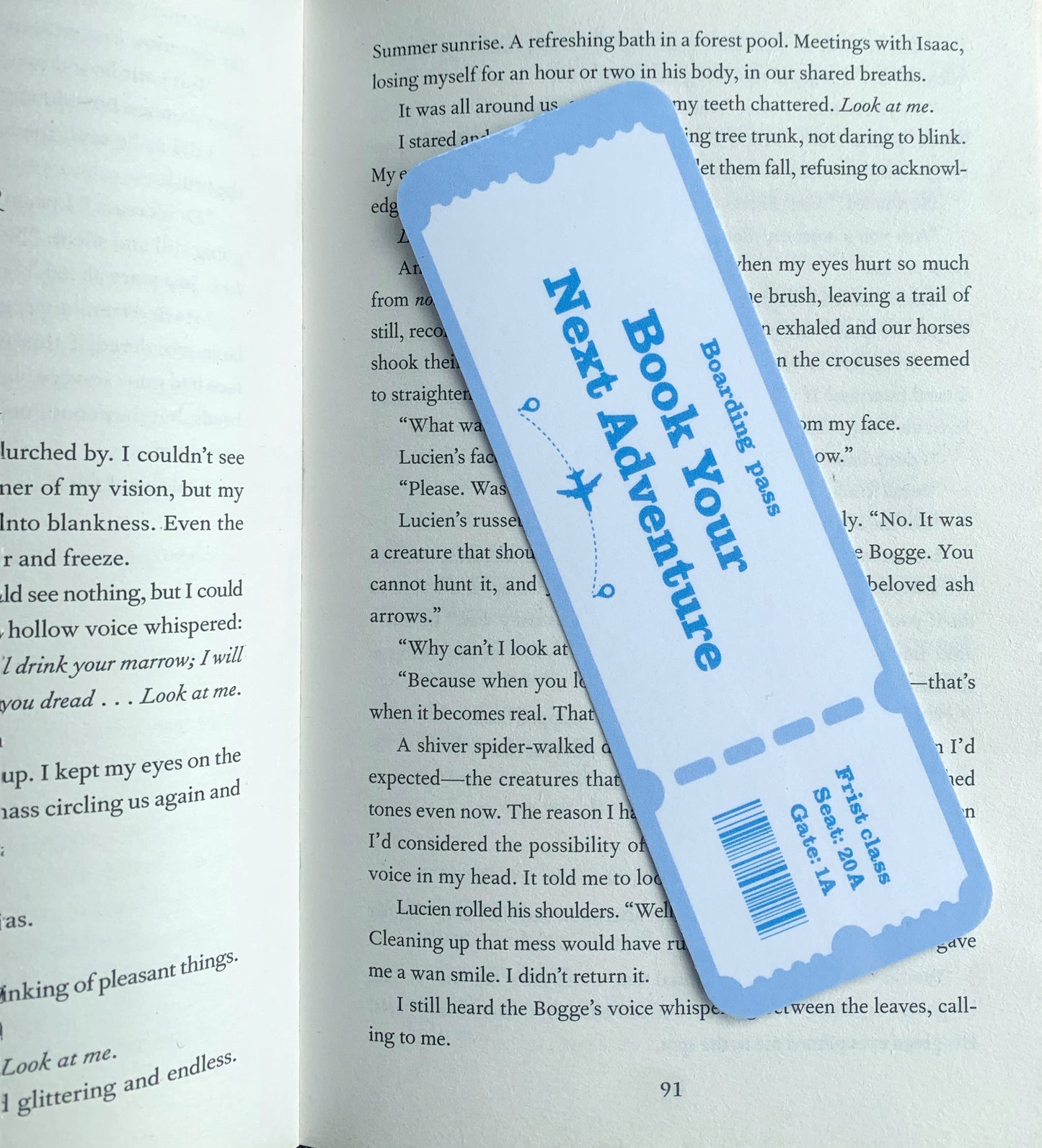 Blue boarding pass Bookmark