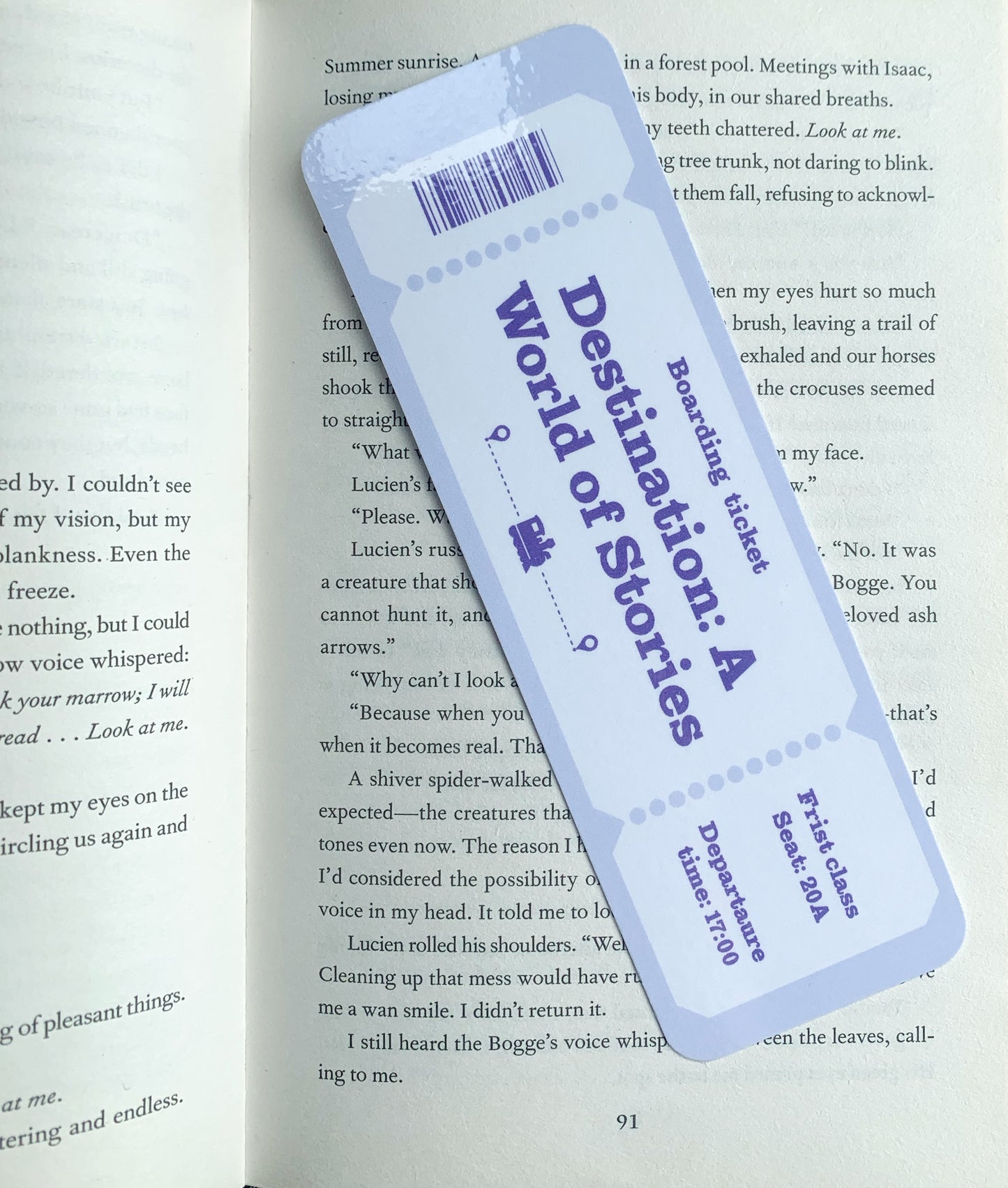 Purple Boarding ticket Bookmark