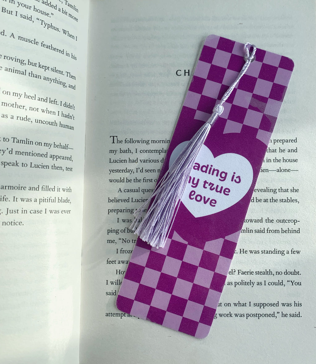 Purple Reading true love Bookmark