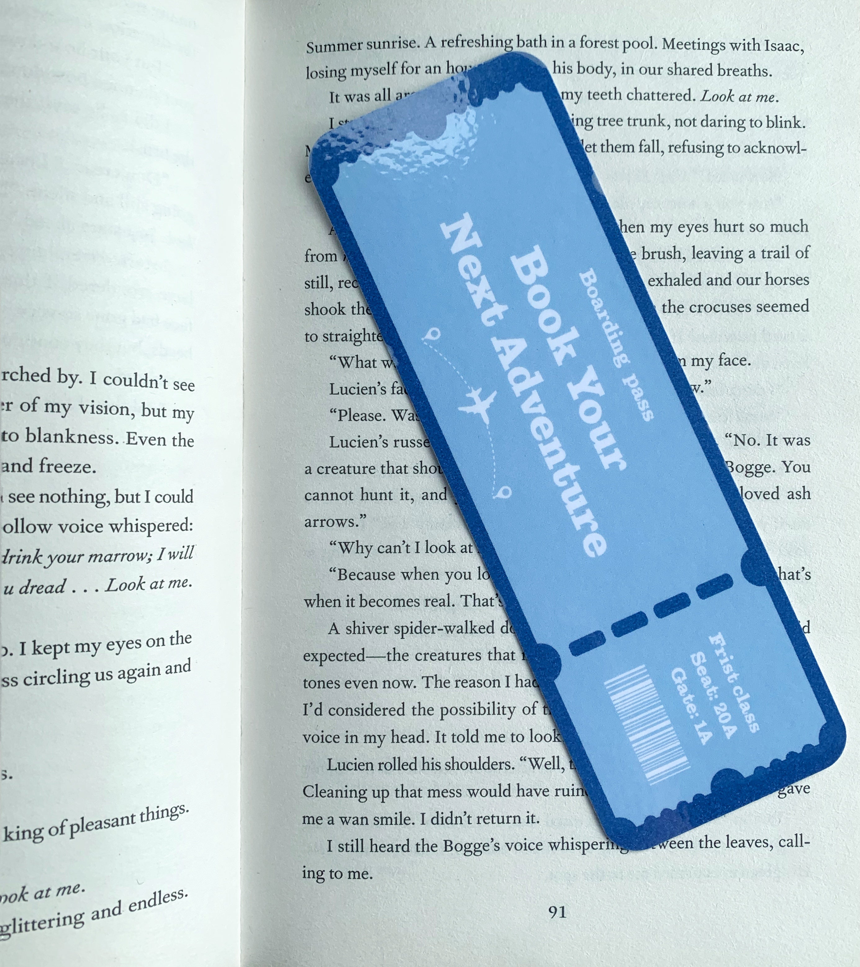 Blue boarding pass Bookmark