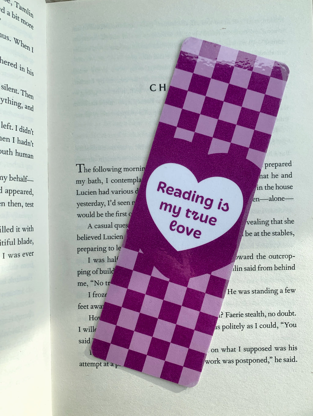 Purple Reading true love Bookmark