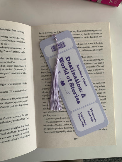 Purple Boarding ticket Bookmark