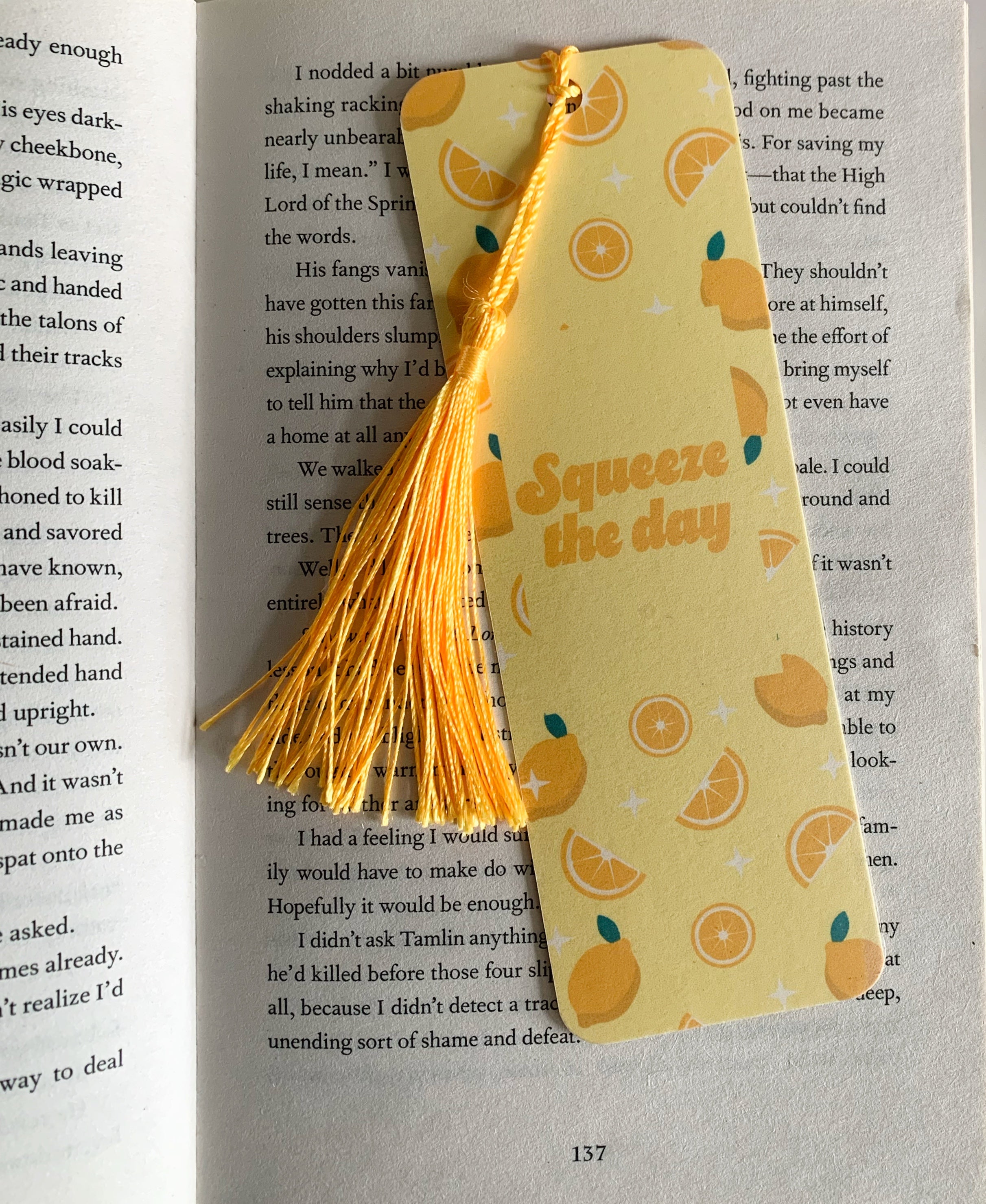 Squeeze the day bookmark